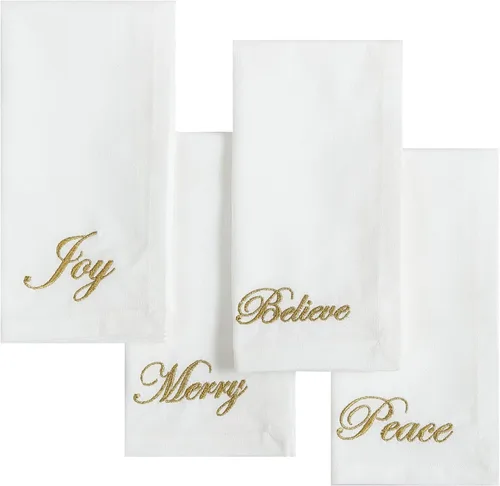 Miniatura 8 de Elrene Home Fashions Sentimientos Navideños Refranes de Temporada Servilletas de Tela para Cena, Juego de 4, 17 Pulgadas por 17 Pulgadas, Verde