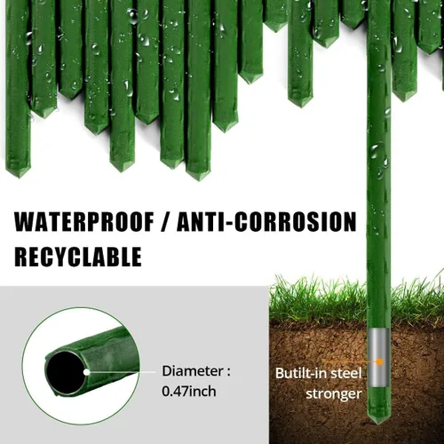Miniatura 4 de LAVEVE Garden Stakes - Estaca para tomate de acero resistente de 48 pulgadas, soporte recubierto de plástico para asegurar árboles, plantas