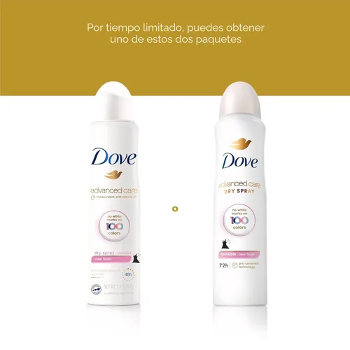 Miniatura 7 de Dove Advanced Care - Desodorante antitranspirante en aerosol con acabado transparente, 3 unidades, desodorante antitranspirante invisible probado