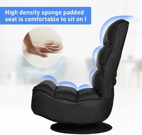 Miniatura 6 de ERGOMASTER Silla plegable reclinable para juegos con giro de 360 grados, 5 posiciones ajustables (negro)