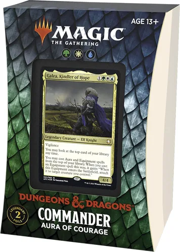 Miniatura 7 de Magic: The Gathering Adventures in The Forgotten Realms, Mazo Commander, Aura de Coraje (verde, blanco y azul)