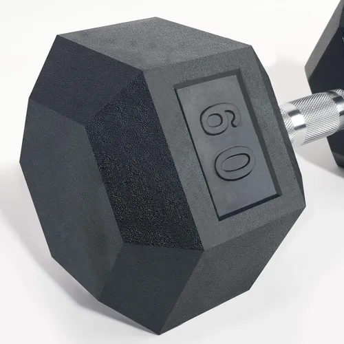 Miniatura 4 de LIONSCOOL - Mancuernas hexagonales de goma con mango de metal para entrenamiento de fuerza y resistencia, desarrollo de musculatura y entrenamiento