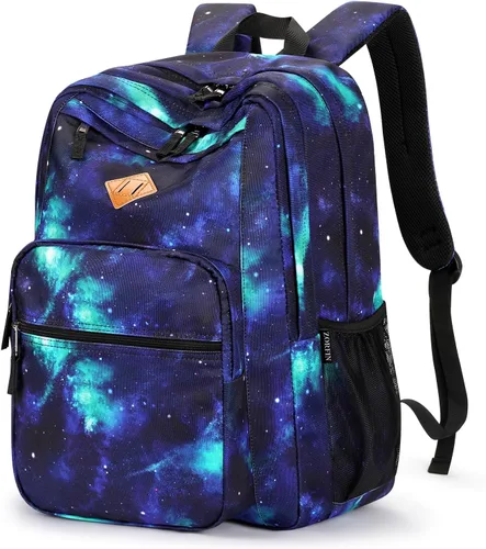 Miniatura 11 de ZORFIN - Mochila de 26 litros para la escuela, universidad y viajes, impermeable, con 8 compartimentos, Verde militar, Moderno