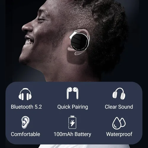 Miniatura 2 de Jectse Auriculares con clip, Bluetooth 5.2 con estuche de carga, modo brillante, llamadas binaurales HD, color negro