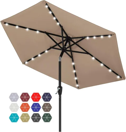 Miniatura 41 de ABCCANOPY Sombrillas solares duraderas para patio con 32 luces LED de 7.5 pies (beige claro)