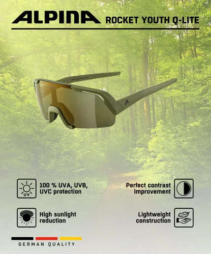 Miniatura 5 de ALPINA Rocket Youth Q-LITE - Gafas de ciclismo antivaho para hombres y mujeres, 100% protección UV, Rocket Youth Q-LITE Oliva mate