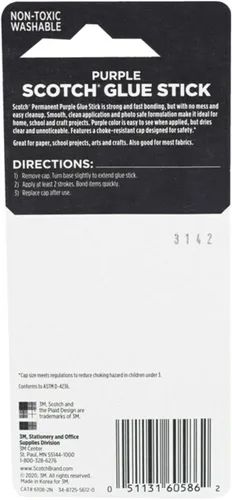 Miniatura 5 de Scotch Pegamento morado 6108-2N - 0.28 onzas, sin ácidos, no tóxico, se seca transparente, ideal para proyectos de papel y tela, paquete de 2