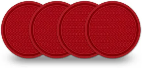 Miniatura 8 de Msyuusr 4 piezas Posavasos para automóvil, inserto antideslizante de nido de abeja de silicona, accesorios universales para automóviles para la Negro