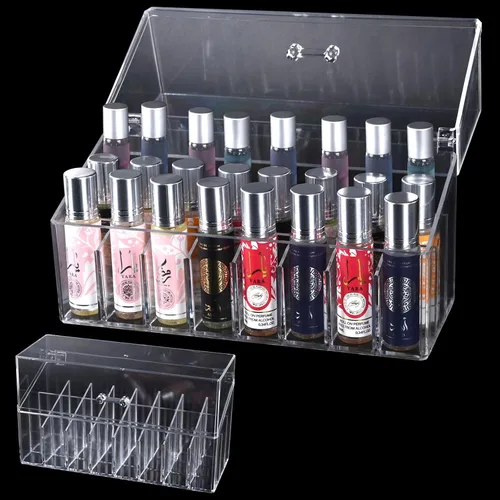 Miniatura 9 de Soporte acrílico para brillo de labios y organizador de perfumes Rollerball para soporte compacto de perfume de aceite esencial, cepillo