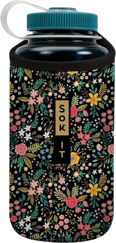 Miniatura 67 de Sok It BotlSok Funda para botella de agua con cubierta de neopreno aislante (Floral abstracto, se ajusta a CamelBak o Nalgene de 12 onzas)