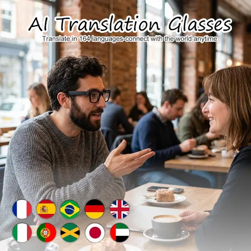 Miniatura 4 de Lentes inteligentes AI con lentes de cambio de color, gafas Bluetooth para hombres y mujeres con traducción más de 160 idiomas asistente de voz