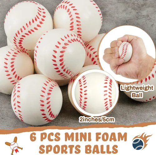 Miniatura 3 de Libima Juego de 12 mini bates de béisbol y pelotas de béisbol de espuma de 2 pulgadas, pequeños murciélagos de madera sin terminar de 8 pulgadas