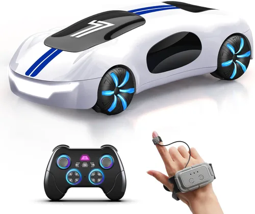 AEROQUEST Coche de Control Remoto con Detección de Gestos, Coche de Acrobacias RC de Derrape con Luz, Spray y Sonido, 2.4GHz Juguetes de Coches RC
