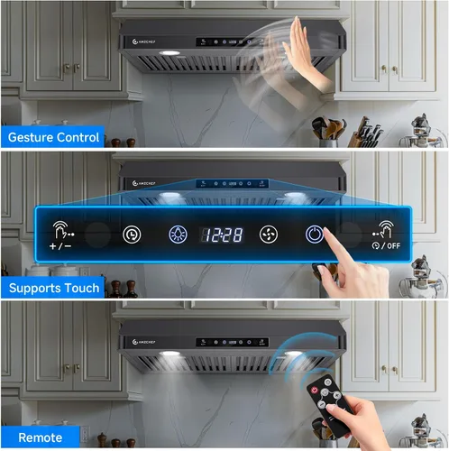 Miniatura 5 de AMZCHEF Campana extractora debajo del gabinete de 30 pulgadas, campana de ventilación de estufa de cocina de acero inoxidable de 750 CFM, ventilador