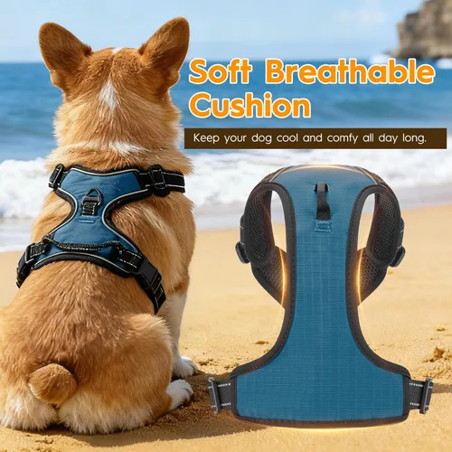 Miniatura 3 de Arnés para perro sin tirones, chaleco reflectante ajustable y acolchado para mascotas con asa de fácil control, fácil de llevar con nudo elegante