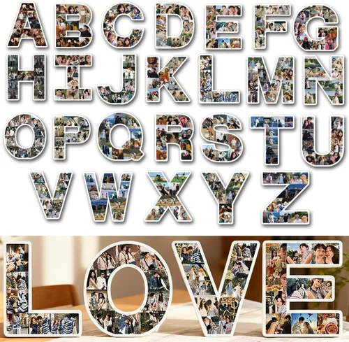 Marco de fotos personalizado con letras – Marco de fotos personalizado para escritorio, regalo de fotos personalizable para bodas, cumpleaños,