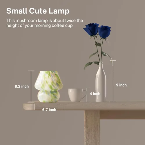 Miniatura 8 de Dawnwake Lámpara de Mesa con Forma de Hongo para Dormitorio, Pequeñas Lámparas de Escritorio de Mesita de Noche para Sala de Estar, Decoración