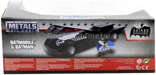 Miniatura 8 de Jada Toys 1:24 Batman Animated Series Batmobile - Coche fundido a presión con figura de Batman de 2.75 pulgadas, juguetes para niños y adultos