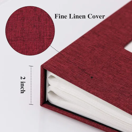 Miniatura 84 de Vienrose - Álbum de fotos de lino con 300 bolsillos de 4 x 6 pulgadas, cubierta de tela, para bodas, familias, aniversarios y bebés Morado
