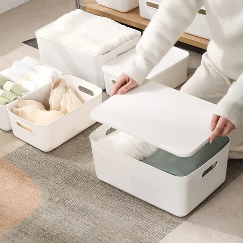 Miniatura 3 de Yishyfier Cestas Contenedores Cajas de Almacenamiento de Plástico Con Tapas, Contenedor Organizador Contenedores Organizadores de Almacenamiento