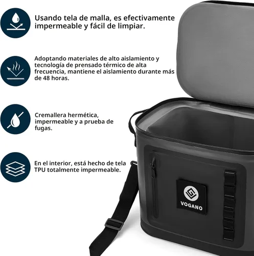 Miniatura 3 de Vogano Bolsa de enfriador suave de 40 latas - Bolsa de enfriador grande aislada a prueba de fugas con sello impermeable de rollo superior Hielera