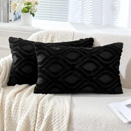 Miniatura 54 de MIULEE - Juego de 2 fundas de almohada de lana sintética suave y afelpada, fundas decorativas de estilo bohemio para sofá, sala de estar, cama, 18 x