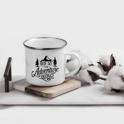 Miniatura 2 de Andaz Press Taza de café de acero inoxidable de 11 onzas, regalo de «And So The Adventure Begins», 1 paquete, cumpleaños, Navidad, exteriores, boda
