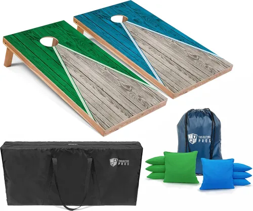 Miniatura 14 de Tailgating Pros Juego de tablero de Cornhole ligero con diseño piramidal con bolsas de frijoles y estuche de transporte, juego de cornhole