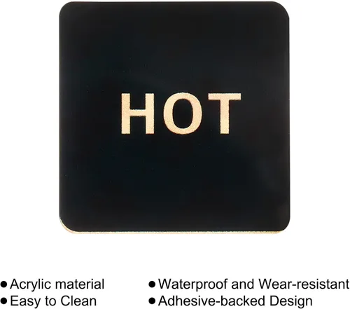 Miniatura 4 de PATIKIL Etiqueta autoadhesiva para agua caliente/fría, paquete de 5 pares/10 calcomanías cuadradas acrílicas para fregaderos de grifos, negro/dorado