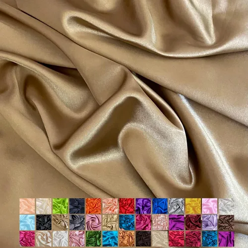 Miniatura 34 de Yard - Tela de satén sedosa elástica de alta calidad - Tela para vestidos y faldas - Suave como la seda, brillo metálico, ideal para bodas y diseño