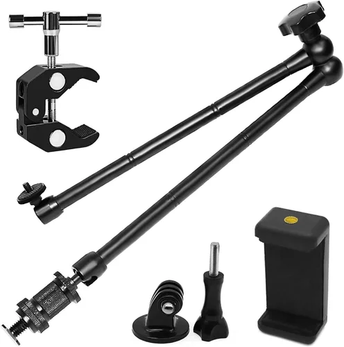 Miniatura 7 de Niewalda Soporte de cámara de brazo mágico, brazo articulado, brazo articulado de fricción ajustable de metal de 11 pulgadas con súper