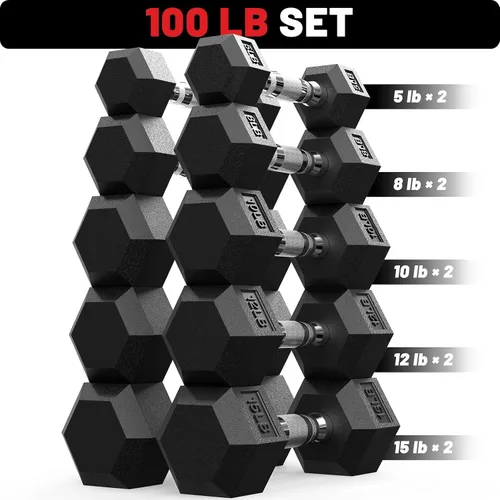 Miniatura 9 de PAPABABE Juego de mancuernas, mancuernas de gimnasio en casa con revestimiento de goma, mancuernas para mujeres y hombres, pesas de mano