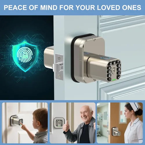 Miniatura 4 de Richelock IU53 - Cerradura de puerta con teclado y huella digital de doble cara, para todo tipo de clima, entrada biométrica totalmente impermeable