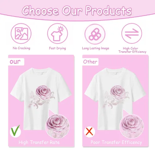 Miniatura 7 de 3 parches de flores para planchar para ropa, transferencia de mariposa, rosas rosas, flores, adhesivos para planchar para ropa, camisetas, jeans