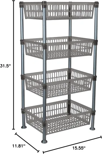 Miniatura 9 de Kitchen Details Estante grande de 4 niveles para cesta Redondo Almacenamiento y organizador Cocina Baño Lavandería Oficina Bueno