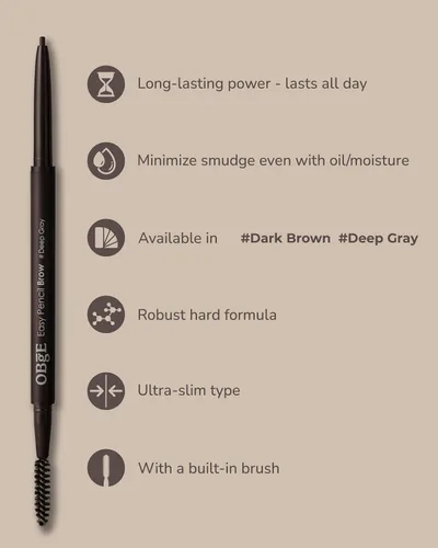 Miniatura 3 de OBgE Easy Pencil Brow (gris oscuro, 0.003 onzas), lápiz de cejas ultra fino con cepillo para dar forma precisa y sin esfuerzo. Color natural