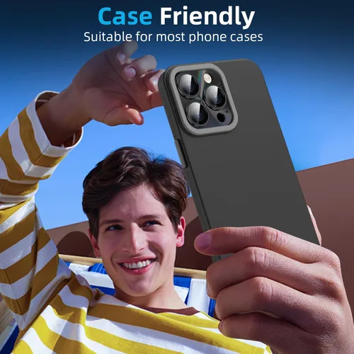 Miniatura 6 de YWXTW Protector de lente de cámara para iPhone 15 Pro Max/iPhone 15 Pro, [gradiente láser de litografía] [fortalecimiento 5X] Protector de pantalla