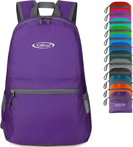 Miniatura 13 de G4Free Mochila ligera plegable de 20L, mochila de senderismo para viajes, mochila de día plegable para hombres y mujeres Naranja