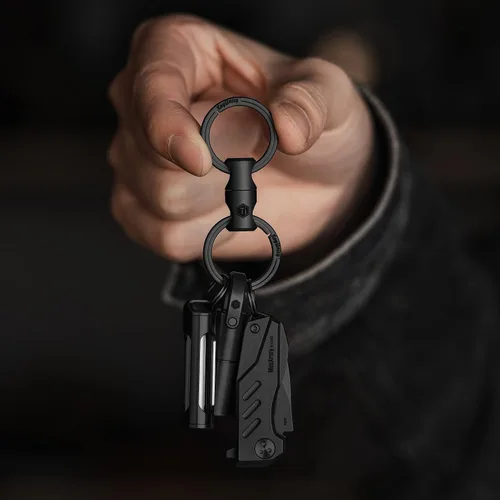Miniatura 7 de KeyUnity KM04 Clip de llavero de mosquetón de titanio y llavero giratorio KA15BK de doble extremo