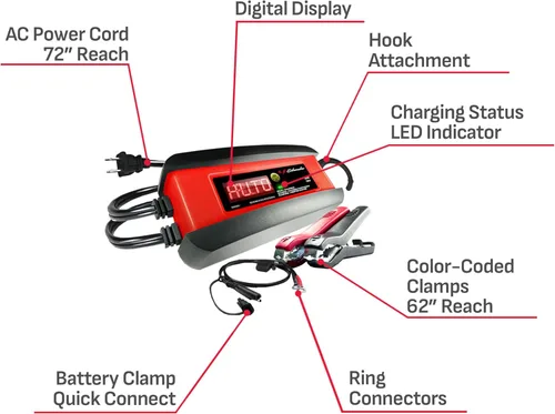 Miniatura 6 de Schumacher Electric Cargador y mantenedor de batería de coche 3A, solución 3 en 1, para baterías de 12V Power Sport, automotriz y marina, SP1297