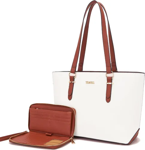 Miniatura 30 de YZAOLL Bolsos para mujer de cuero sintético, medianos y grandes, bolso de hombro, cartera, juego de bolso de mano y billetera