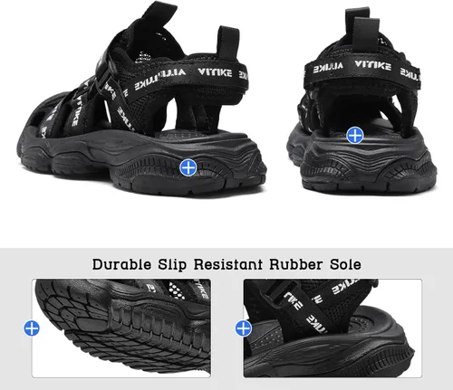 Miniatura 63 de JMFCHI Sandalias deportivas de verano para niños y niñas, sandalias de punta cerrada para exteriores, zapatos atléticos para agua, sandalias