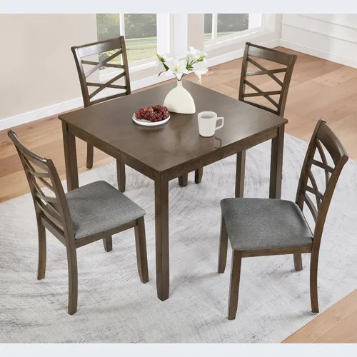 Miniatura 36 de LUMISOL Juego de mesa de comedor de 5 piezas con 4 sillas, juego de mesa de cocina de granja para lugares pequeños, cocina, comedor, negro y roble