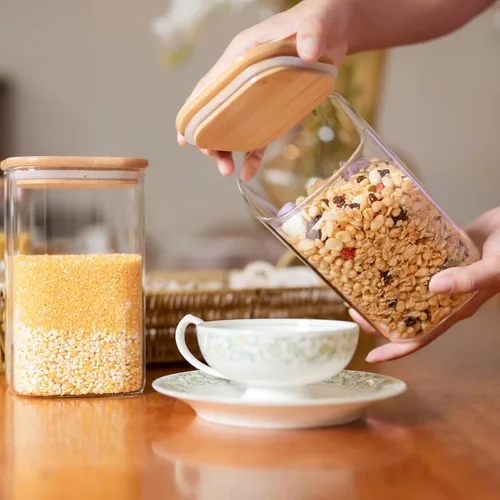 Miniatura 2 de Tarros de vidrio para almacenamiento de alimentos de 37 onzas, juego de 6, recipientes de almacenamiento de vidrio transparente para alimentos