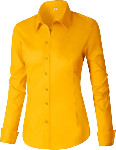Miniatura 48 de CUNLIN - Camisas de manga larga con botones de algodón para mujer, ajustadas, camisas formales de vestir para el trabajo, blusas de trabajo, tops