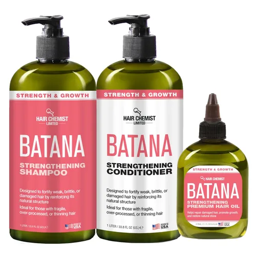 Hair Chemist Batana Strengthening - Juego de champú, acondicionador y aceite para el cabello (juego de 3 piezas) - Champú y acondicionador Batana