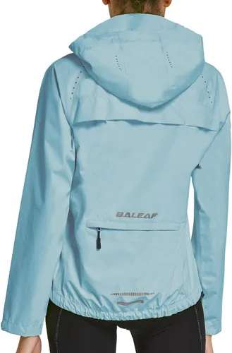 Miniatura 8 de Baleaf - Chaquetas impermeables para mujer, cortavientos reflectantes, plegables, ligeras, para correr, ciclismo, con capucha