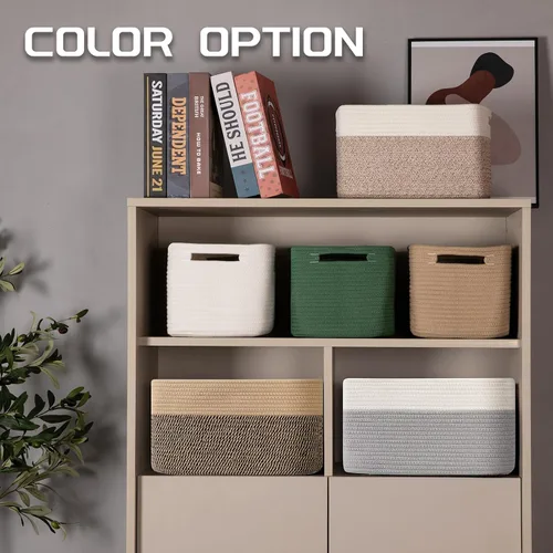 Miniatura 4 de Paquete de 4 cestas de almacenamiento para organizar, cestas tejidas para estantes, perfectas para juguetes, libros, toallas y ropa, cestas