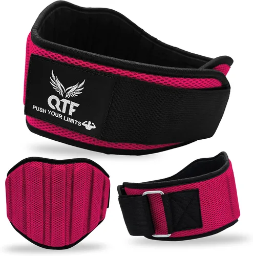 Miniatura 9 de QTF Cinturón de neopreno para levantamiento de pesas, ajustable de 6 pulgadas, soporte de gimnasio para estabilidad y apoyo lumbar, cinturón