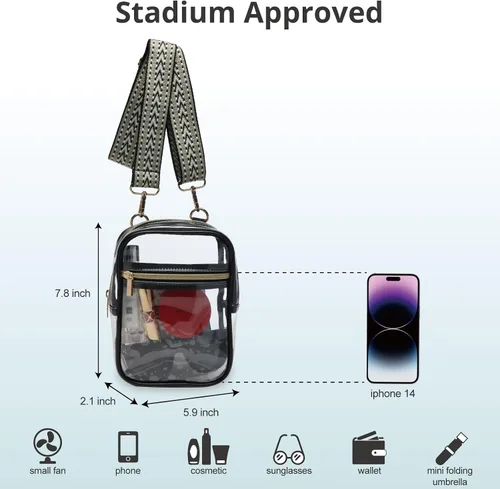 Miniatura 4 de Bolso cruzado aprobado por estadios para mujer, bolsa transparente para estadios para eventos deportivos, conciertos